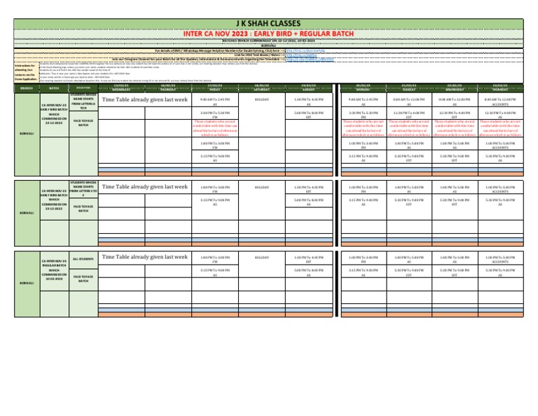 Course Time Table Pdf 50790 Pdf
