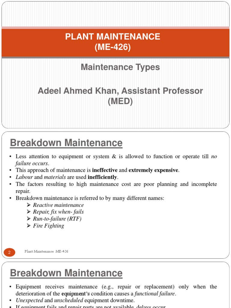 Overview of Plant Maintenance Types | PDF