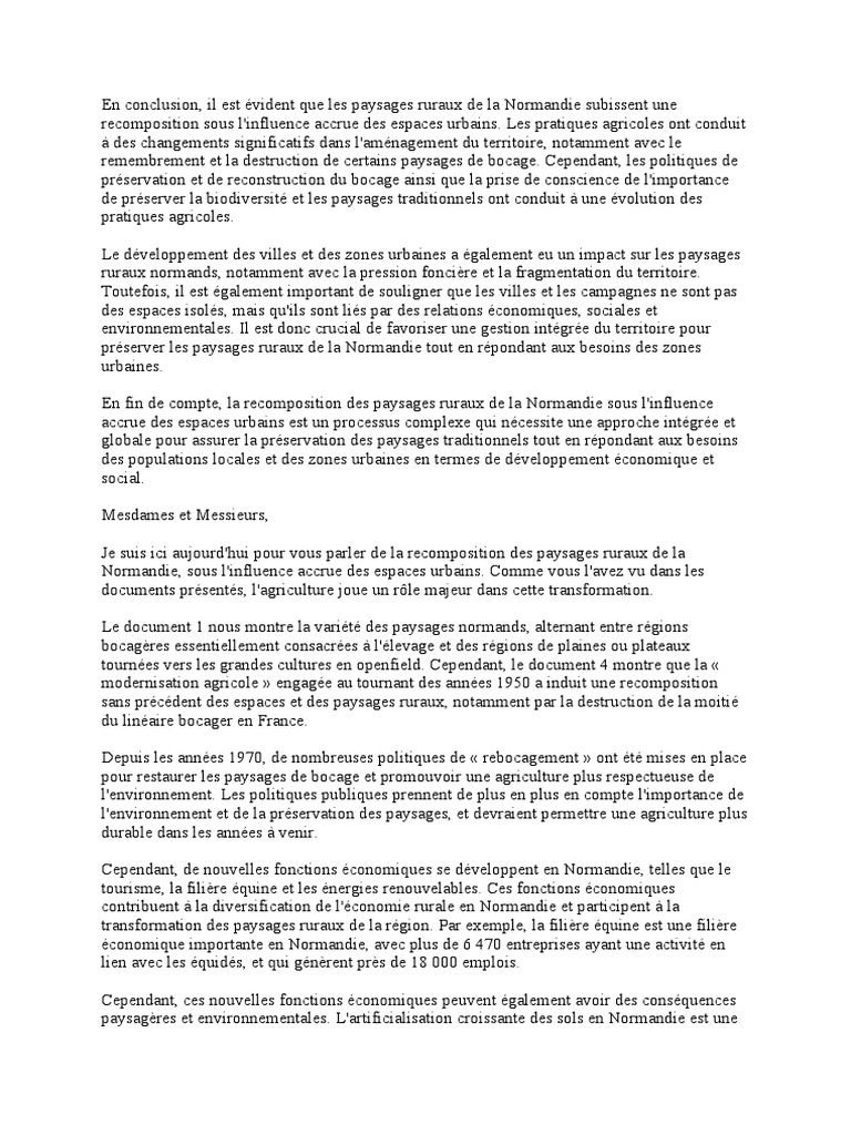 Recomposition des paysages ruraux en Normandie | PDF | Zone rurale ...
