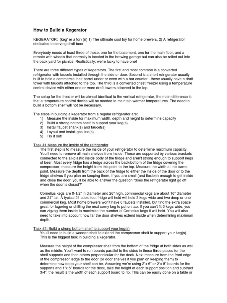How To Build A Kegerator PDF Manufactured Goods Brewing