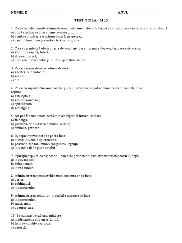 Test Grila M15 2023 I F | PDF