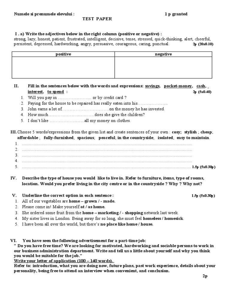 Test a xi a making a living and make yourself at home pdf