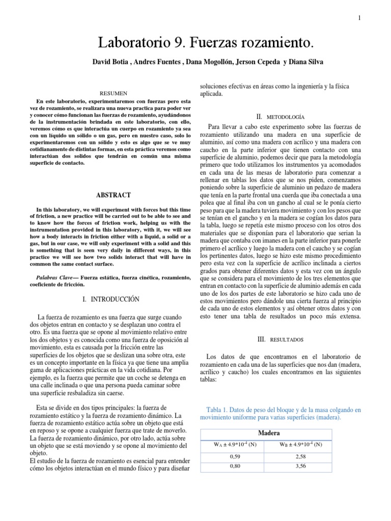 Experimento sobre Fuerzas de Rozamiento | PDF | Fricción | Física