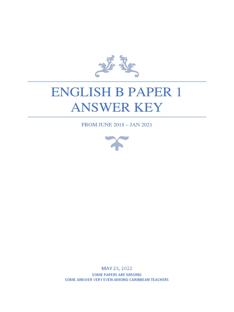 Csec English B Paper 1 Answer Key2018 2021 Pdf