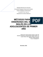 Métodos para La Enseñanza Del Idioma Inglés en Los Adolescentes de Primer Año Listo