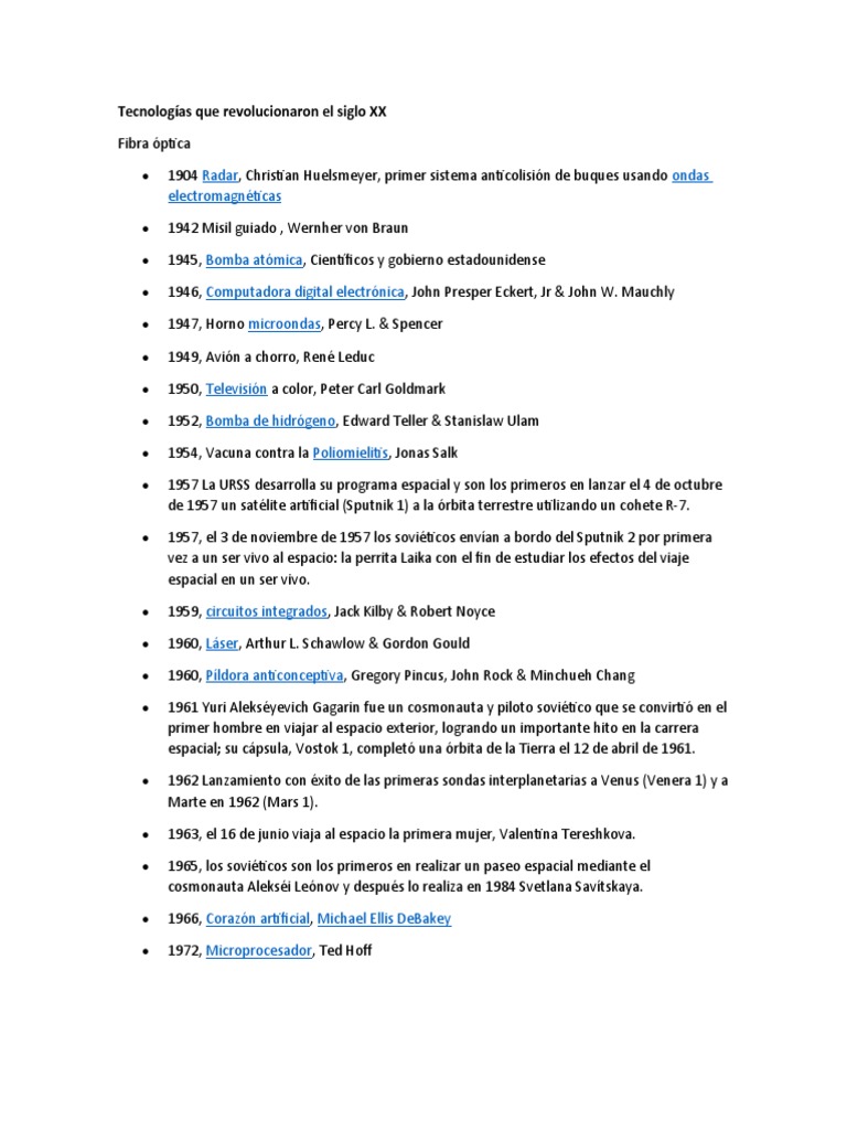 Tecnologías Que Revolucionaron El Siglo XX PDF Espacio exterior