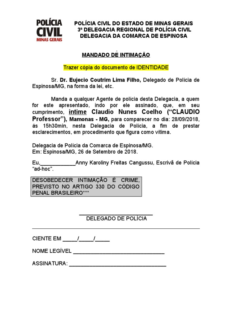 Mandado de Intimação Original | PDF