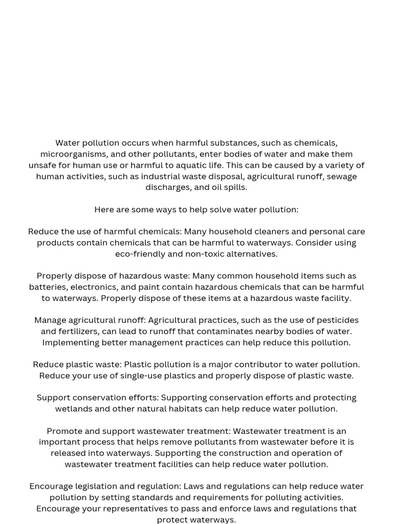 Water Pollution Occurs When Harmful Substances, Such as Chemicals