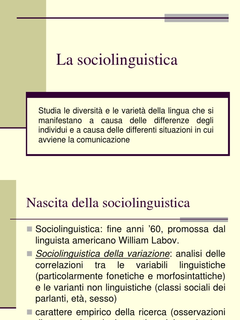 La Sociolinguistica PDF