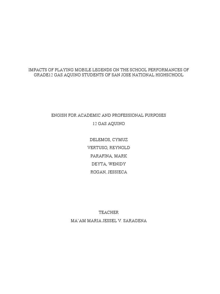 Effects of Mobile Legends on Student Performance | PDF