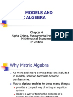 Linear Models and Matrix Algebra: Alpha Chiang, Fundamental Methods of Mathematical Economics 3 Edition