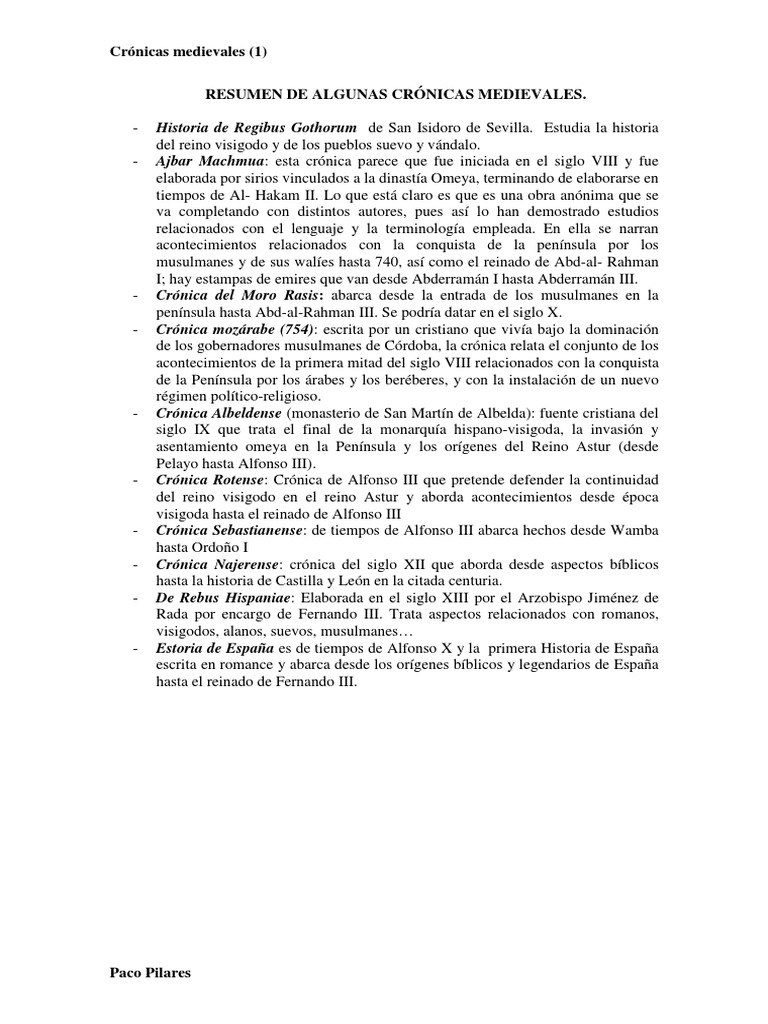 Crónicas Medievales | Descargar gratis PDF | España | Edades medias