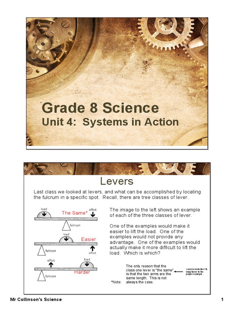 8 Science Systems Lesson 4 | PDF | Lever | Machines