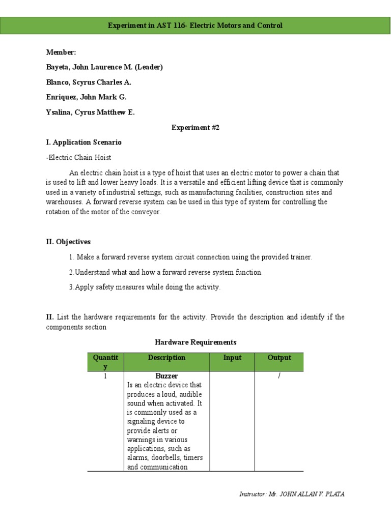 Electric Chain Hoist PDF
