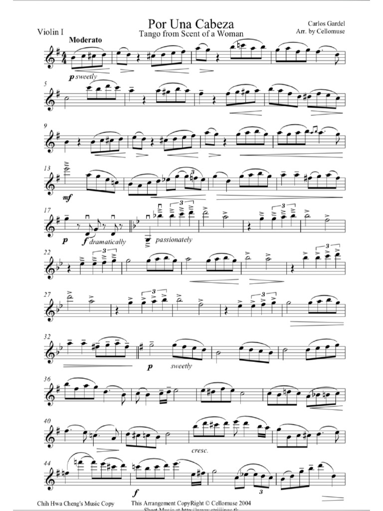 Por una cabeza violin parte i pdf