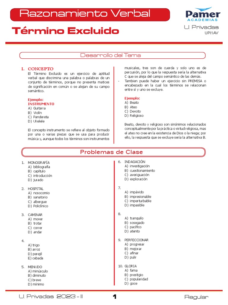 Ejercicios de Término Excluido 2023 | PDF