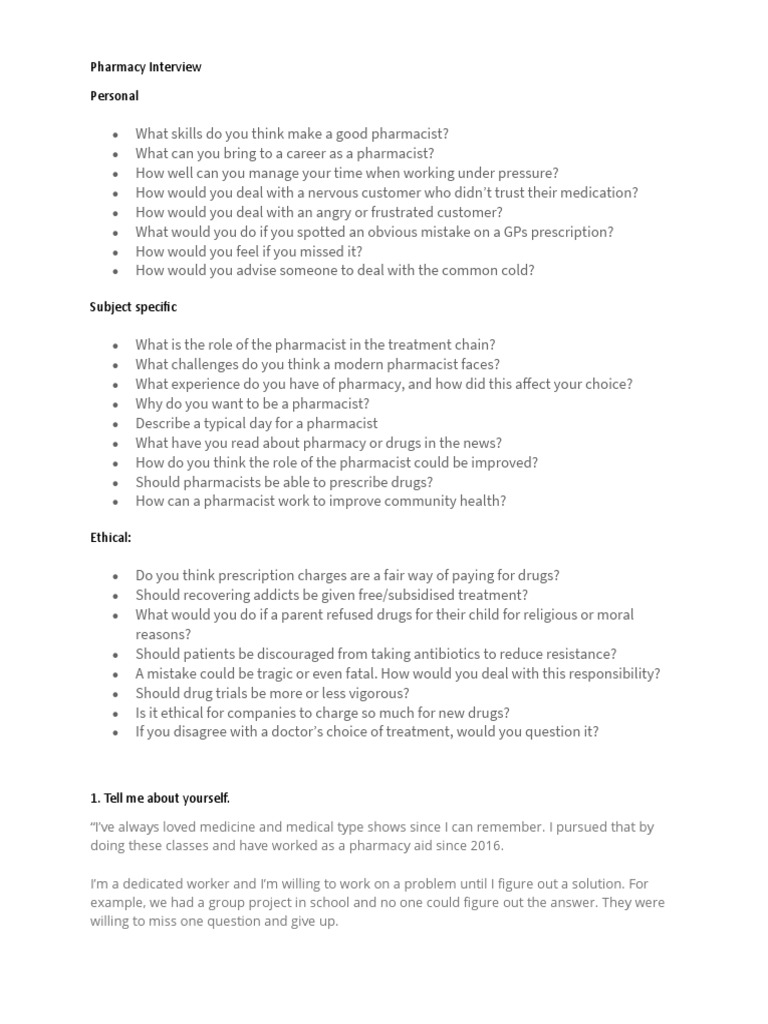 Interview Pdf Pharmacy Medical Prescription