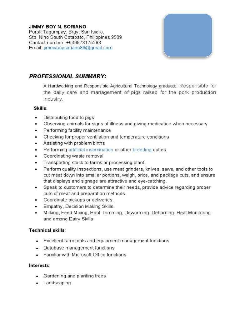 Resume Pig Farmer PDF - 1708324035