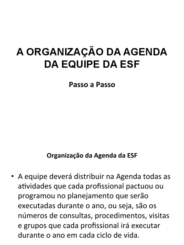 Organização Agenda Esf | PDF | Ciências da Saúde | Especialidades médicas