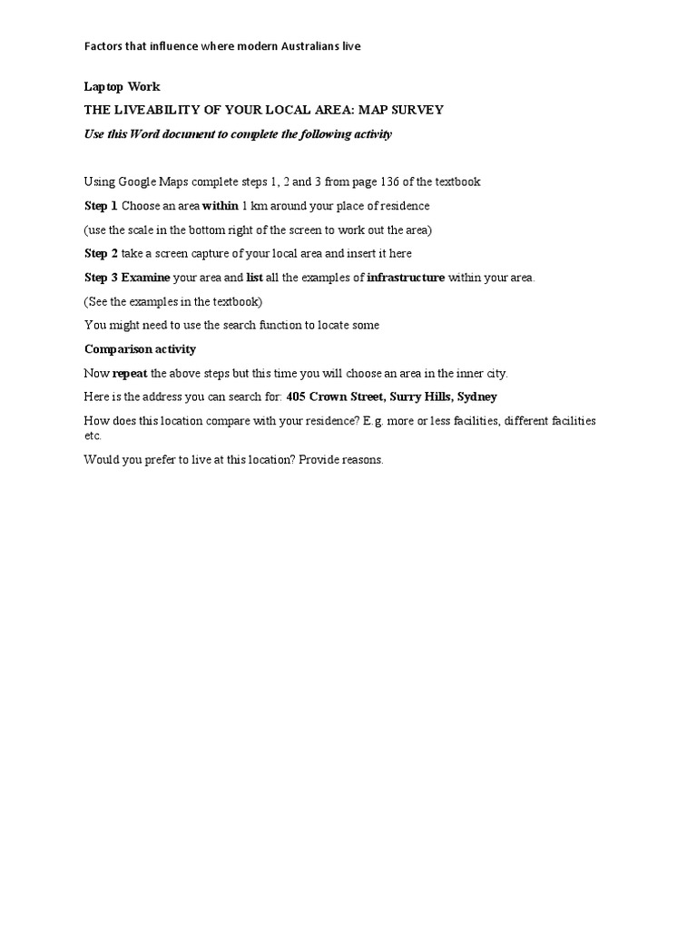 Liveability Map Survey Laptop Work PDF