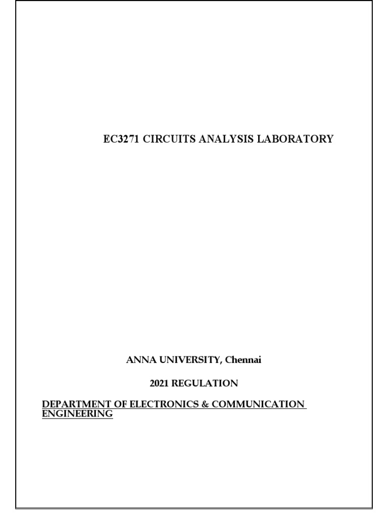 EC3271 CA Lab PDF Electrical Network Resonance