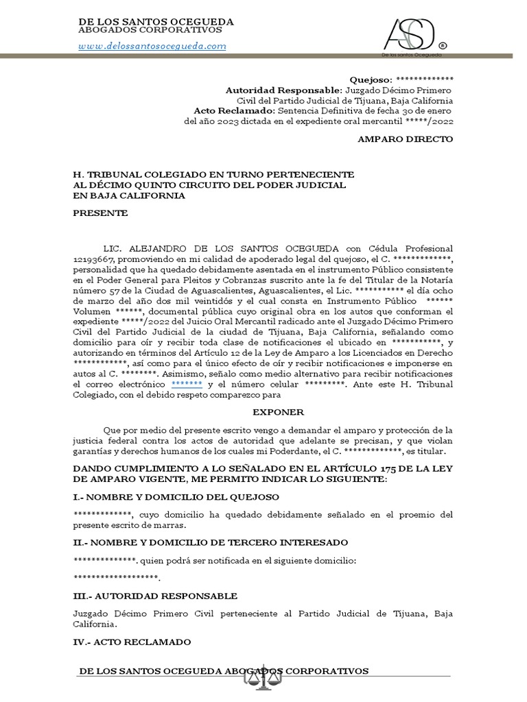 Amparo Directo por Improcedencia Vía | PDF | Caso de ley | Sentencia (ley)