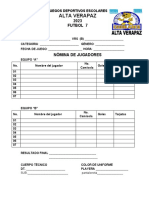 Nomina de Jugadores