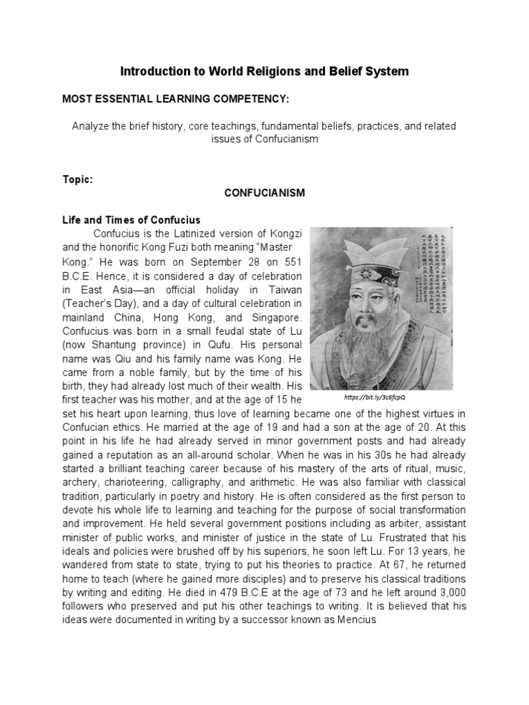 Introduction To World Religions And Belief System Confucianism