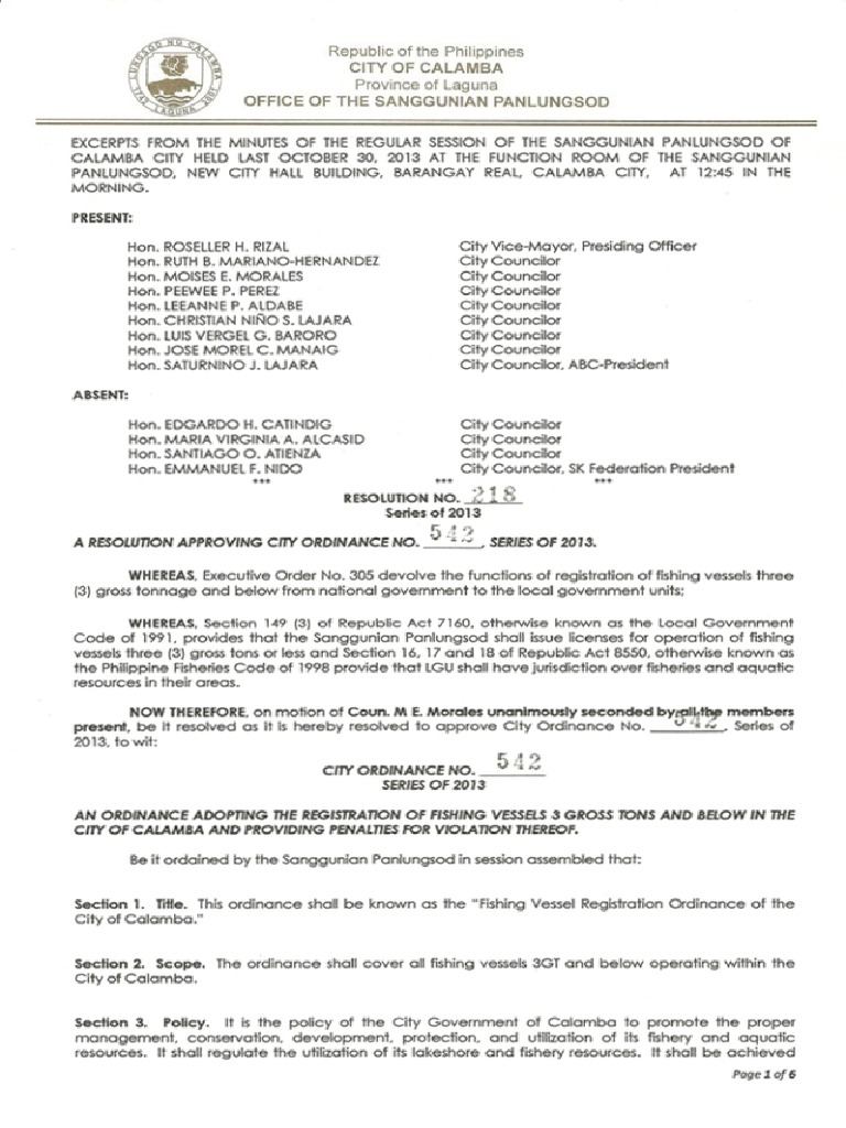 13 - 218 - R - Co542 - Fishing Vessel Registration | PDF