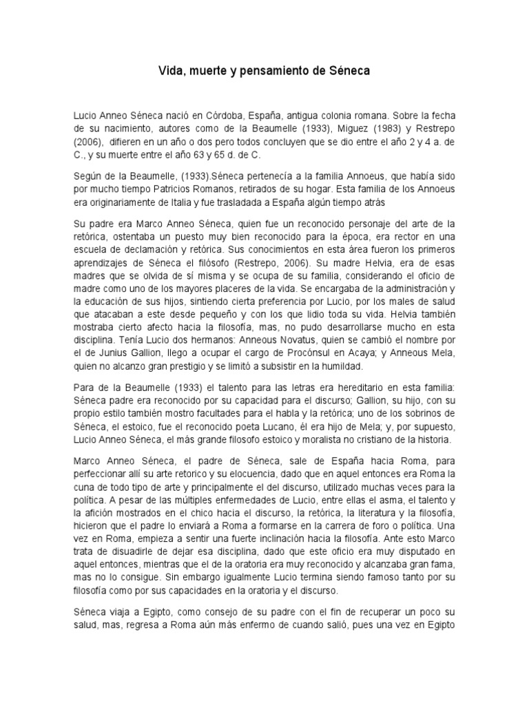 Vida y legado de Séneca | PDF | Séneca El Joven | Nerón