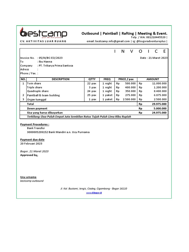 Invoice PT Trikarya | PDF
