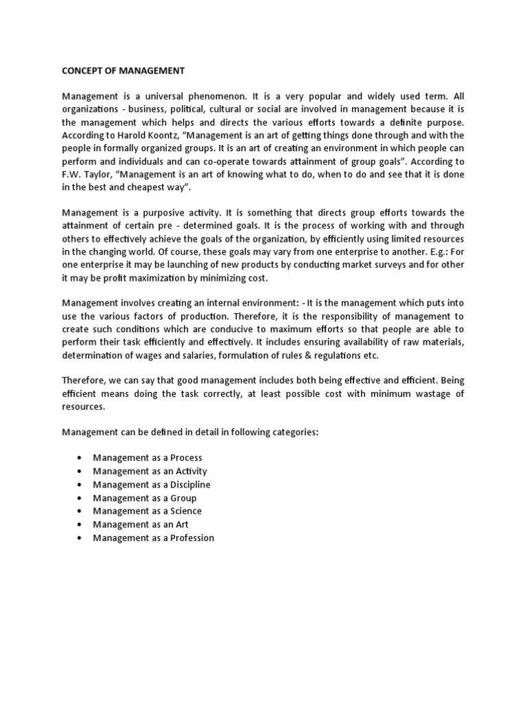 Concept of Management PDF Goal Macroeconomics