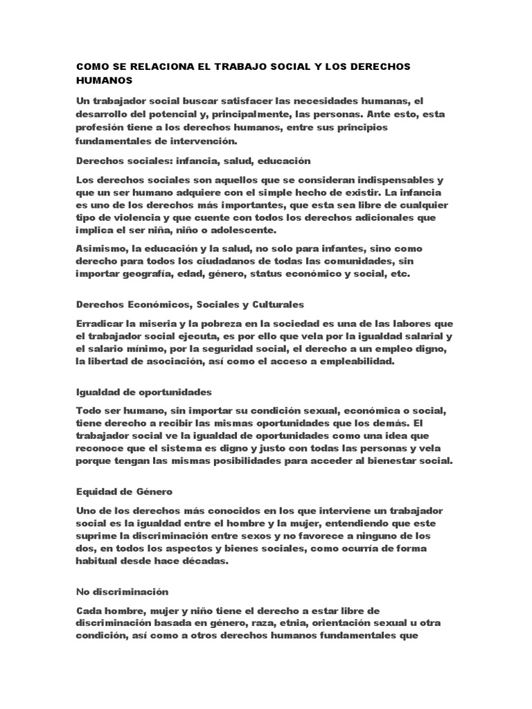 Trabajo Social y Derechos Humanos | PDF | Igualdad de género | Estudios ...