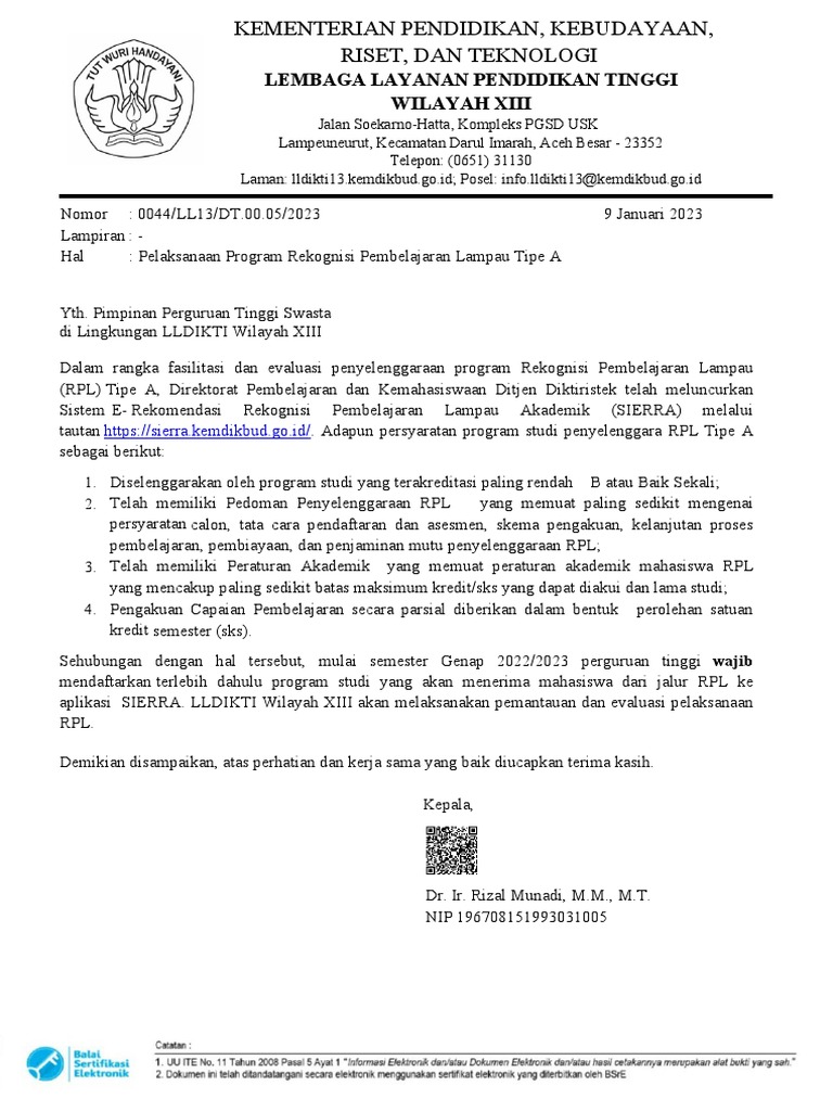 Pelaksanaan Program RPL | PDF