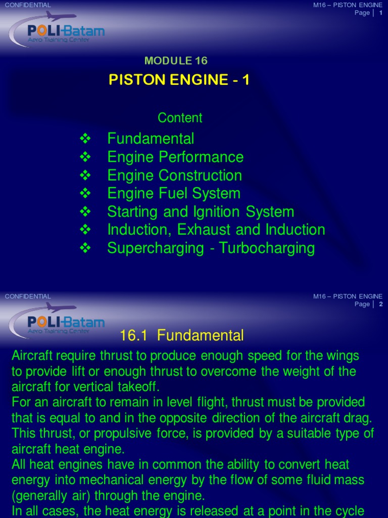 Aircraft Piston Engine Overview | PDF | Piston | Internal Combustion Engine