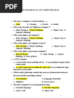 Fundamental of Computer MCQ: 1. A. 2. A. 3. A. 4. A. 5. A. 6. A