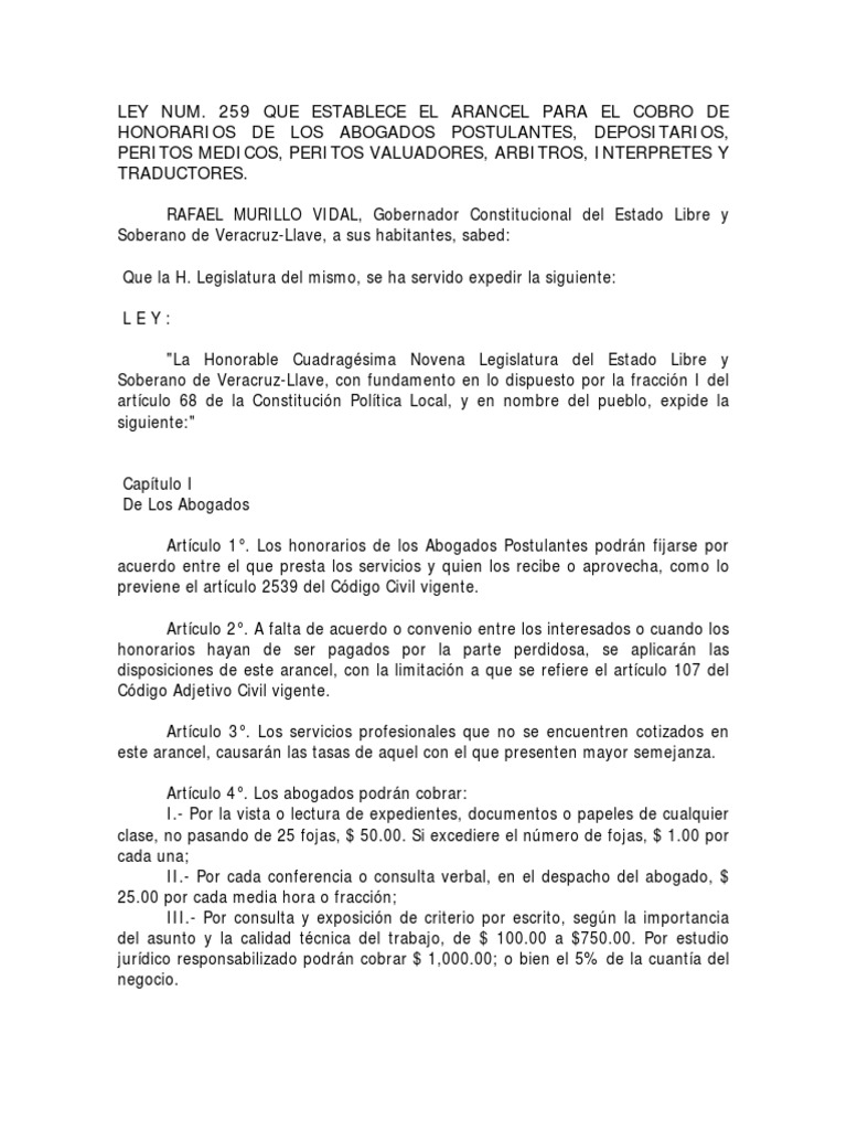 Ley Honorarios de Los Abogados | PDF | Sentencia (ley) | Liquidación