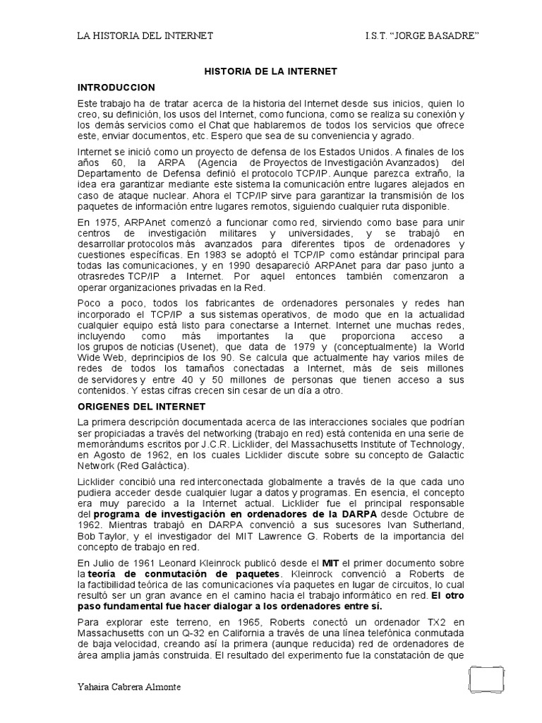 Historia de La Internet | Descargar gratis PDF | Red mundial | Internet ...