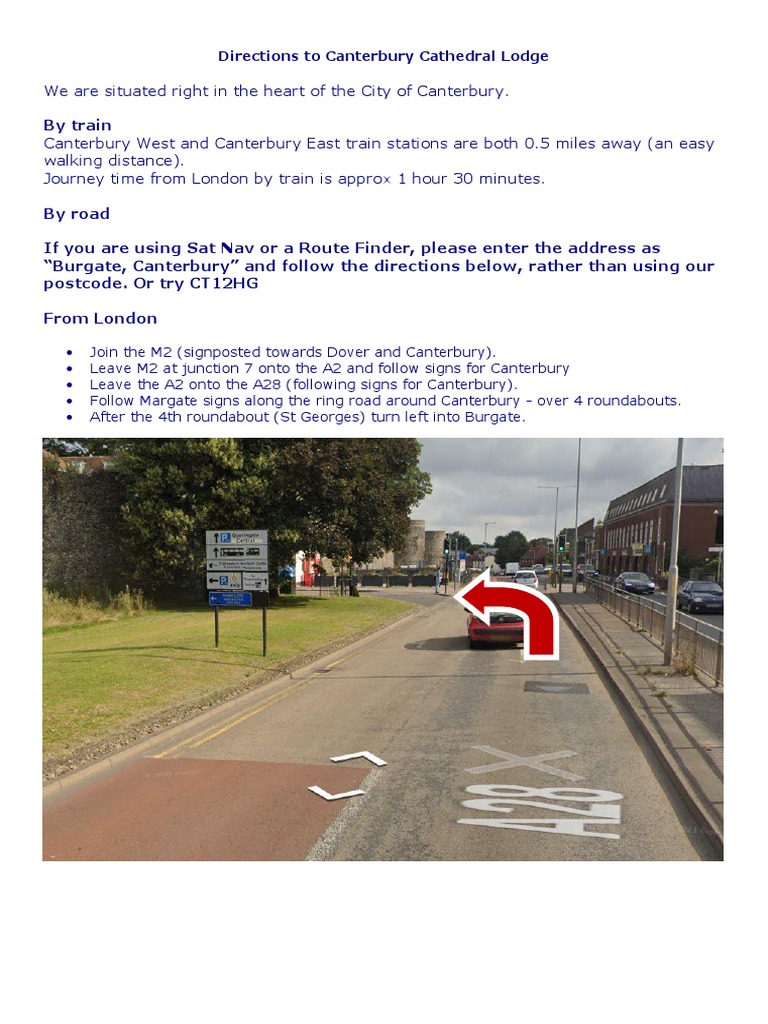 Directions To Canterbury Cathedral Lodge PDF Transport Transport