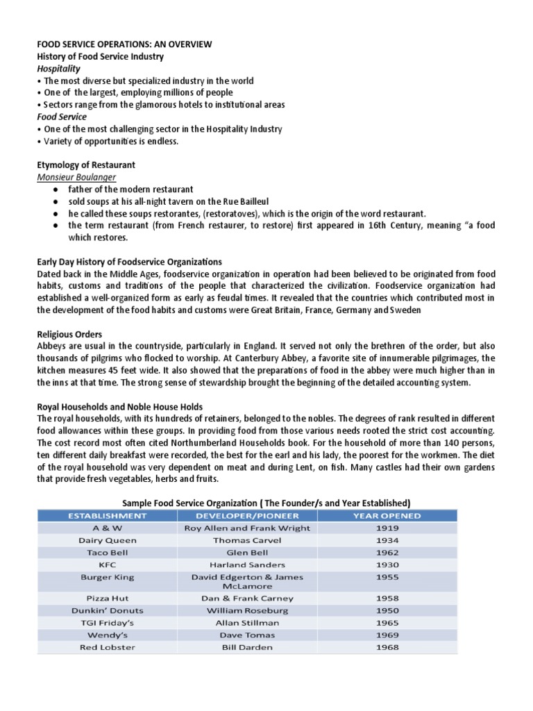 Food Service Industry Insights | PDF | Restaurants | Foodservice