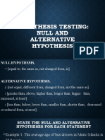 HYPOTHESIS TESTING - Null and Alternative Hypotheses