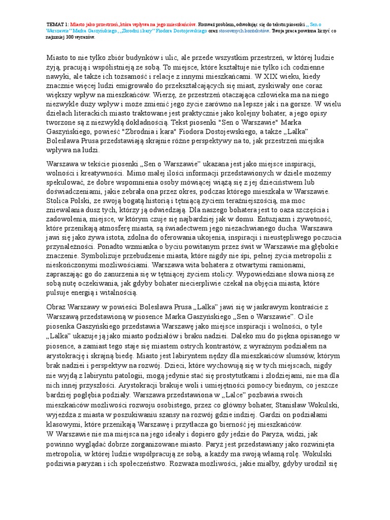 Tematy Rozprawki Zbrodnia I Kara | PDF