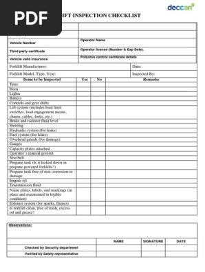 Forklift Checklist