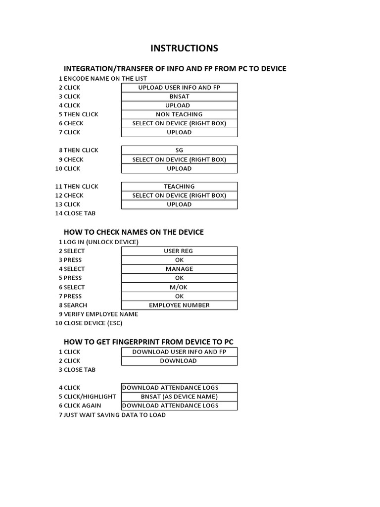 Biometrics Instructions PDF