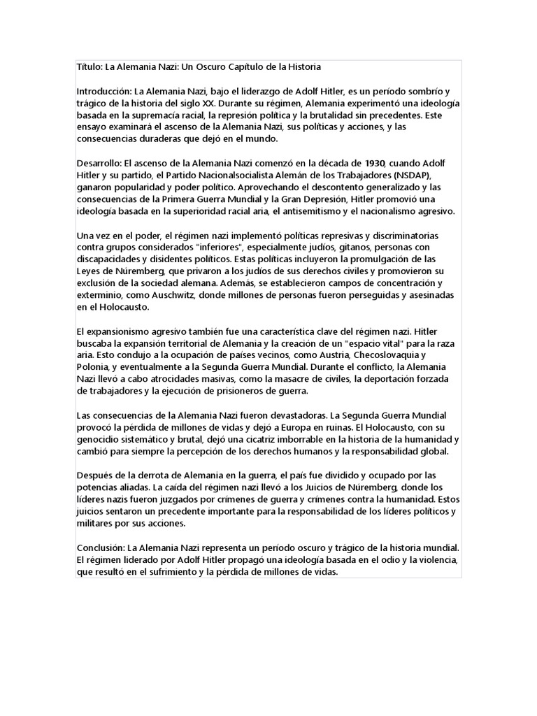 La Alemania Nazi: Ideología y Consecuencias | PDF | Alemania nazi | El ...