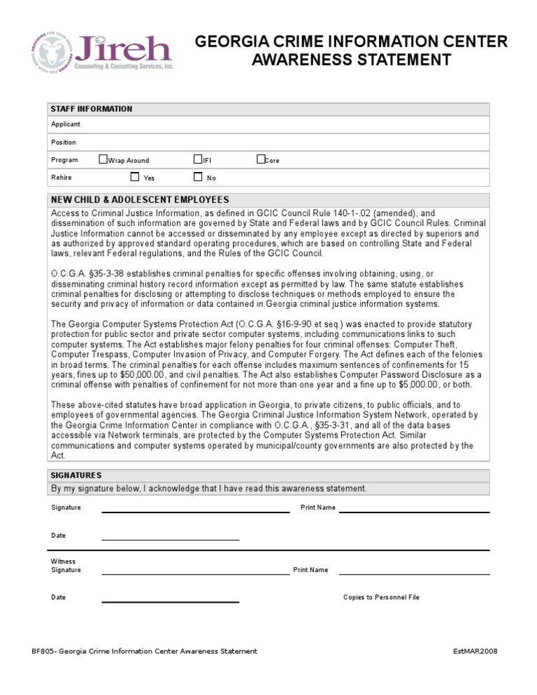 Georgia Crime Information Center Guidelines | PDF | Privacy | Crime ...