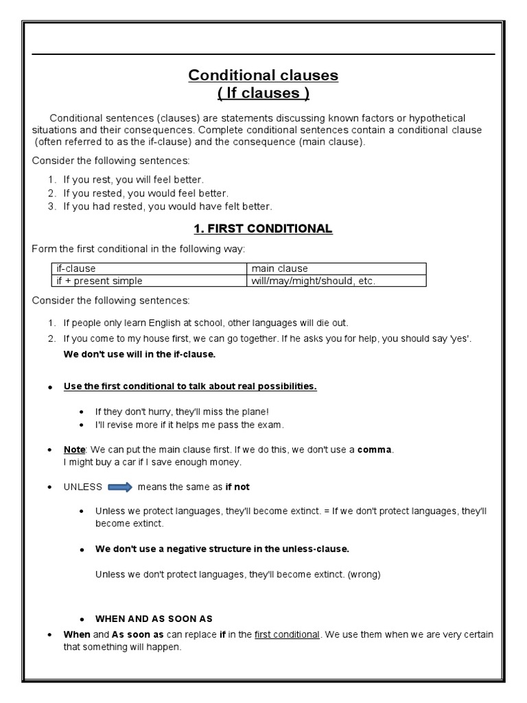 Conditionals 1 + 2 +3 | PDF