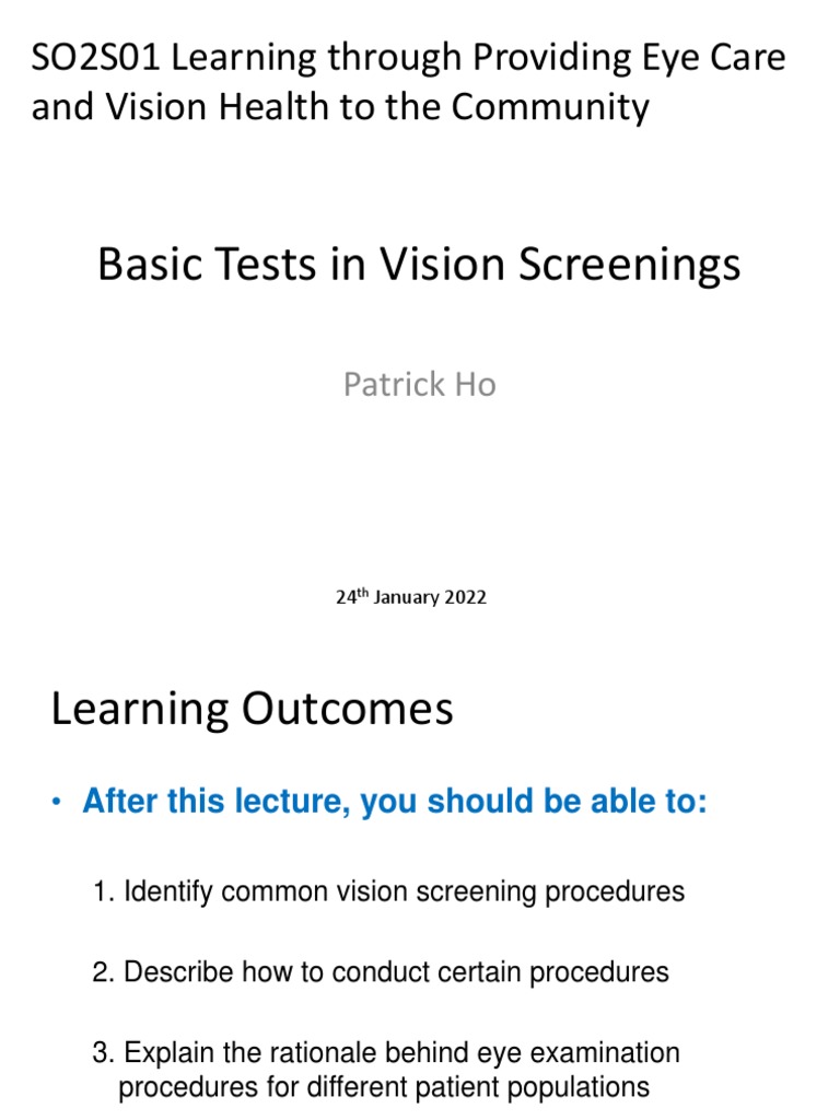 Vision Screening Procedures Overview | PDF | Visual Acuity | Clinical ...