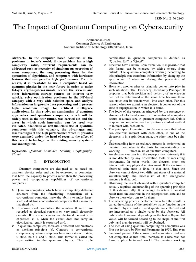 Quantum Computing's Impact on Cybersecurity | PDF | Quantum Computing ...