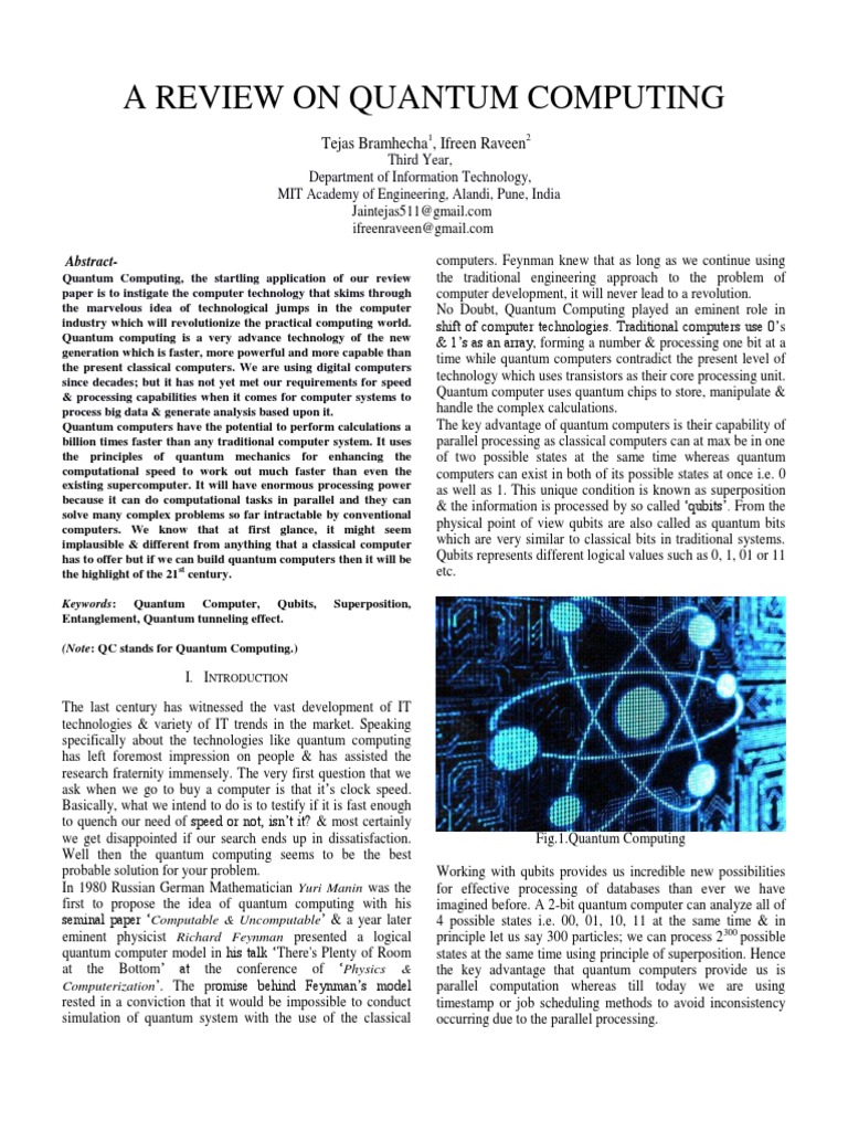Quantum Computing: A Comprehensive Review | PDF | Quantum Mechanics ...